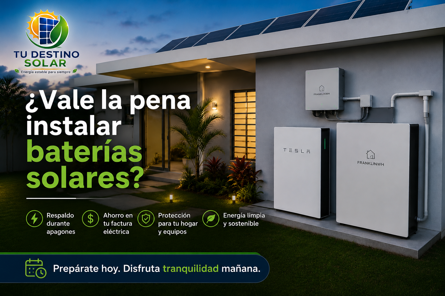 Sistema de baterías solares para respaldo energético en el hogar